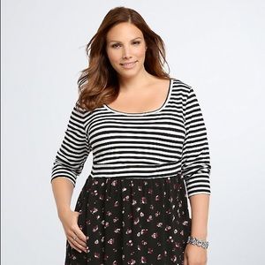 Torrid striped floral skater dress
